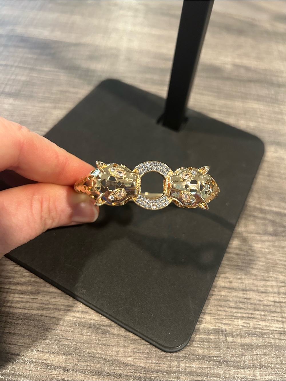 Gold Crystal Accent Panther-Link Bracelet